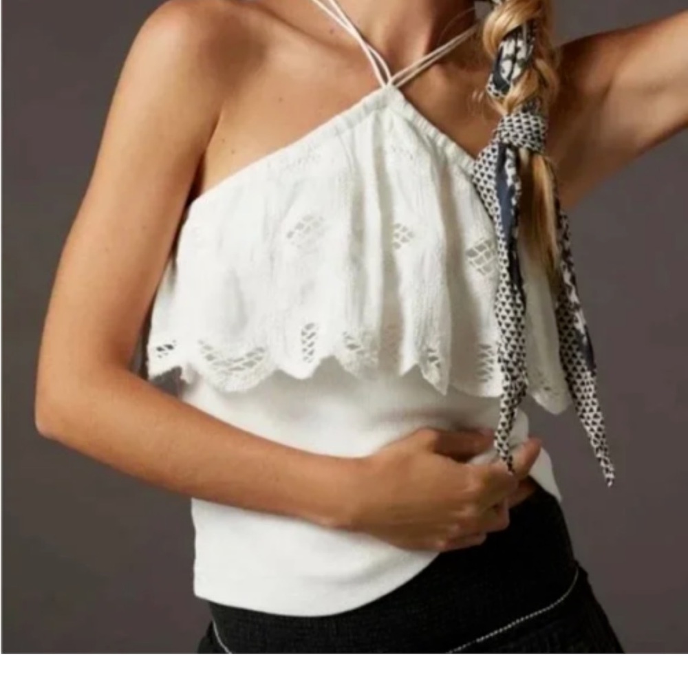 White Halter Lace Top